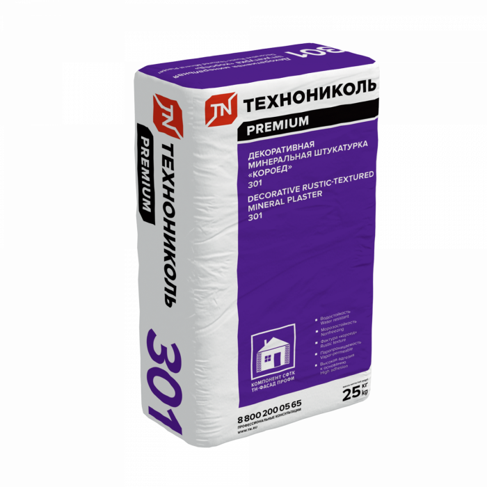 Декоративная минеральная штукатурка ТЕХНОНИКОЛЬ 301 "короед" 2 мм (577005)