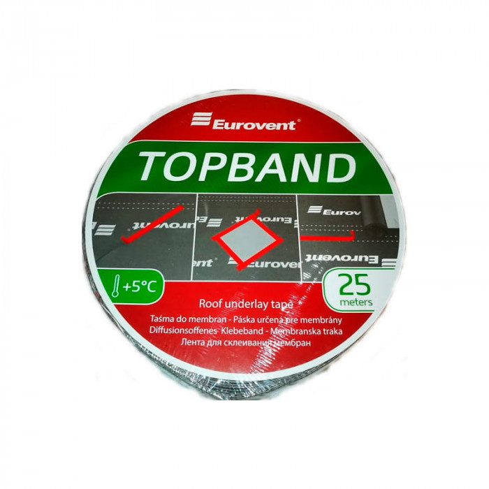 Лента соединительная Евровент (Eurovent) TOPBAND 50 мм ролик 25 м. односторонняя самоклеящаяся с UV-стабилизацией