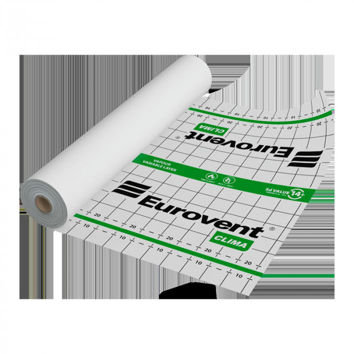 Мембрана Евровент (Eurovent) CLIMA гидро-ветрозащитная активная 85 г/м2 75 м2