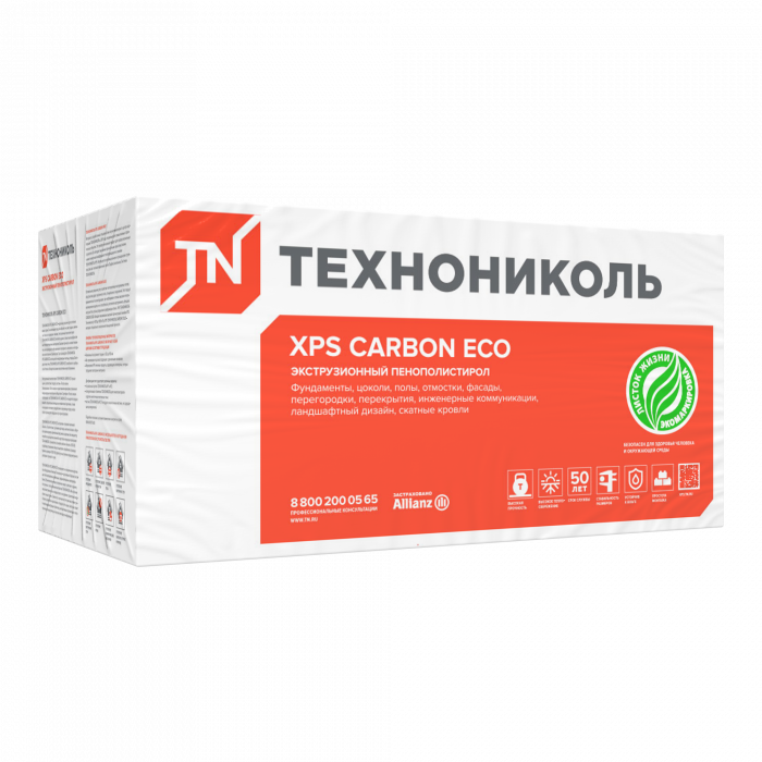 Экструдированный пенополистирол XPS CARBON ECO 1180х580х30-L (13 плит, 8,89 кв.м)