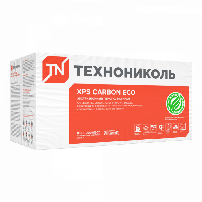 Экструдированный пенополистирол XPS CARBON ECO 1180х580х50-L (8 плит, 5,47 кв.м)