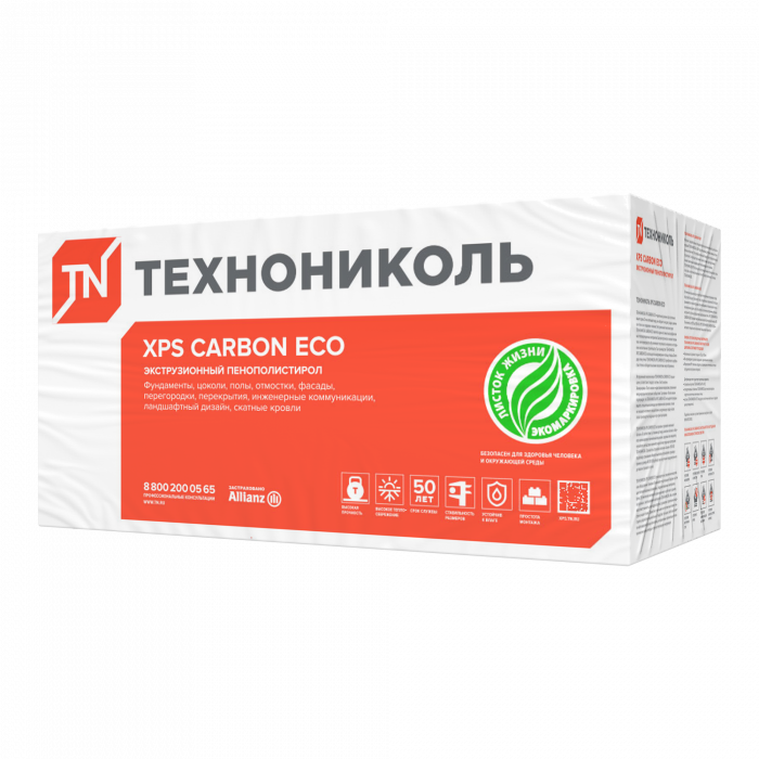 Экструдированный пенополистирол XPS CARBON ECO 1200х600х20 (20 плит, 14,4 кв.м)