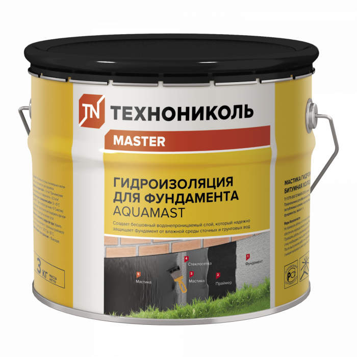 Мастика битумная AquaMast, ведро 3 кг